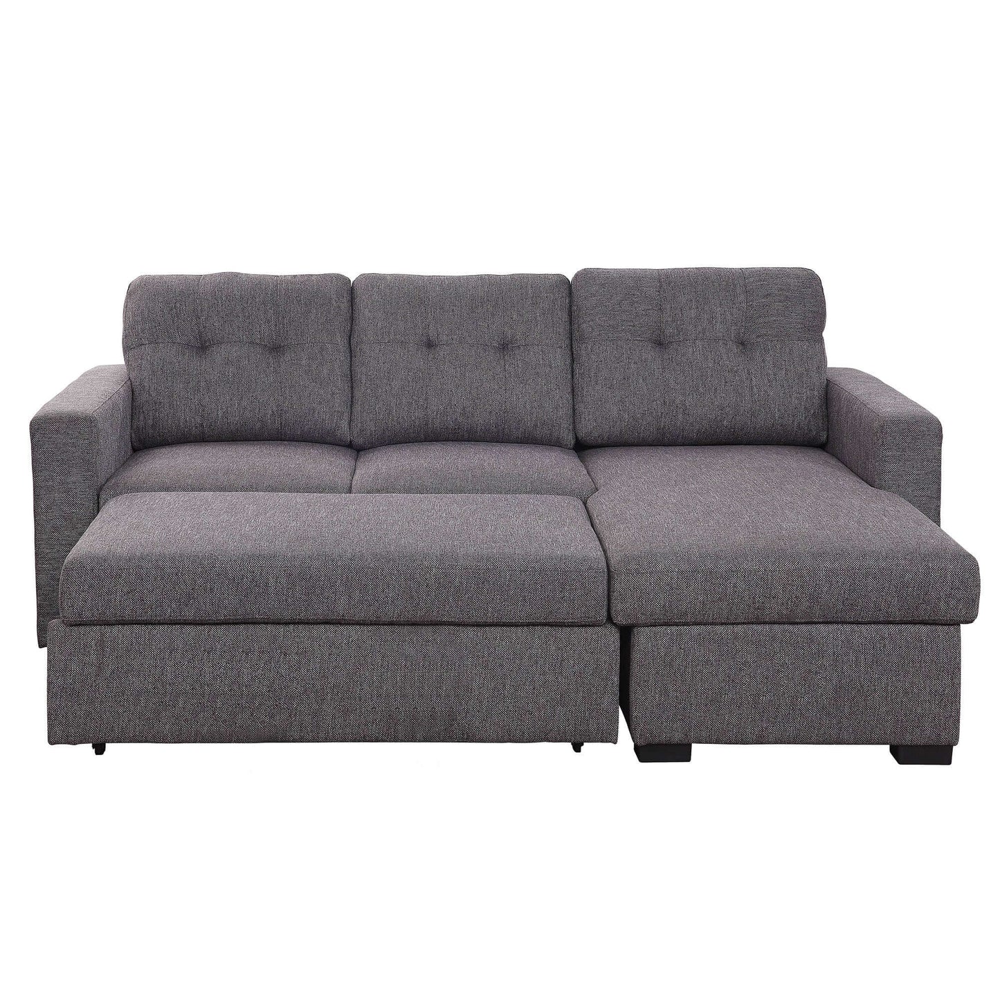 Tyson 93" Sectional Sofa w/Bed & Storage in Charcoal- front view with white background