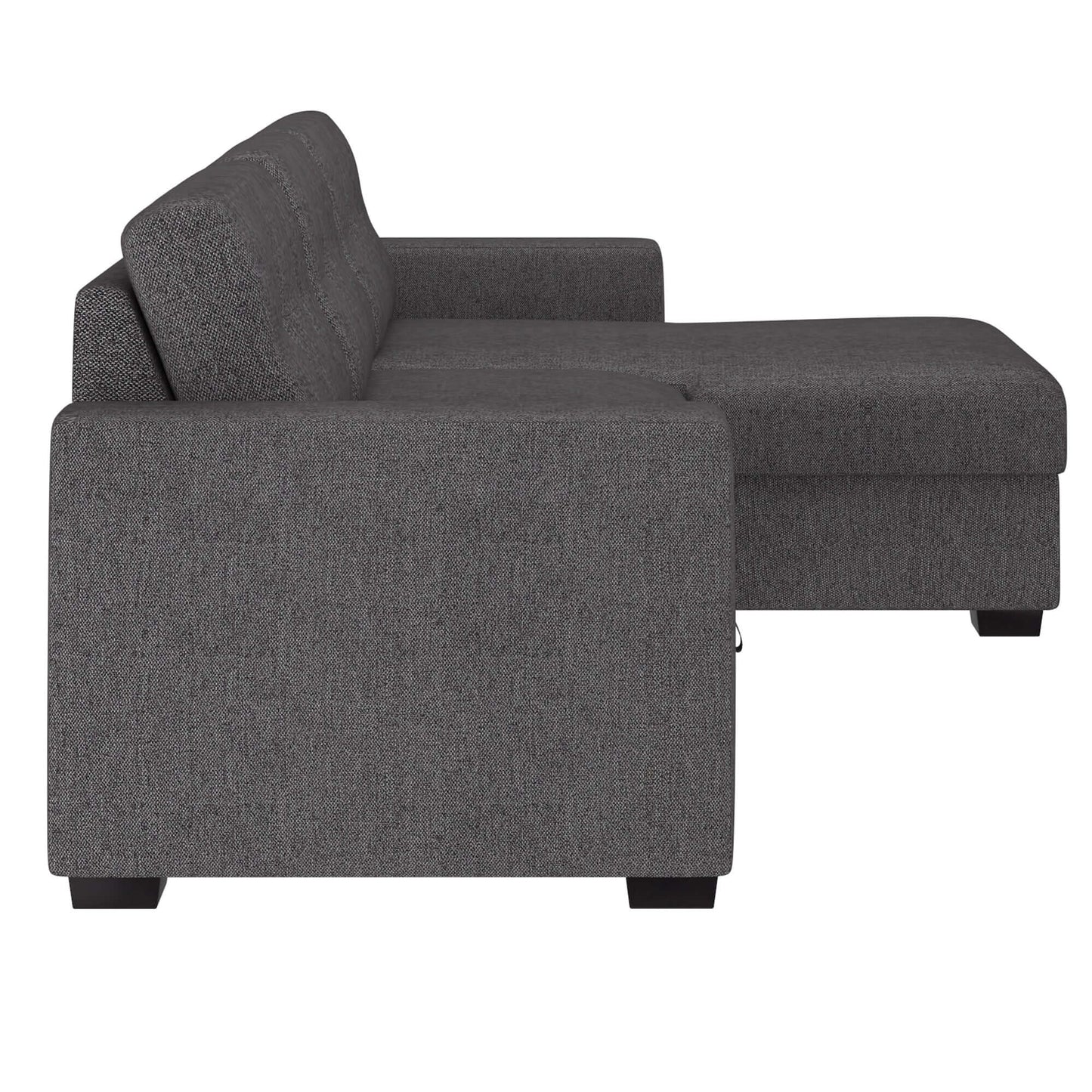Tyson 93" Sectional Sofa w/Bed & Storage in Charcoal- side view