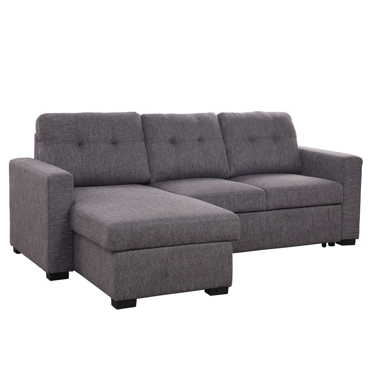 Tyson 93" Sectional Sofa w/Bed & Storage in Charcoal- front view with white background
