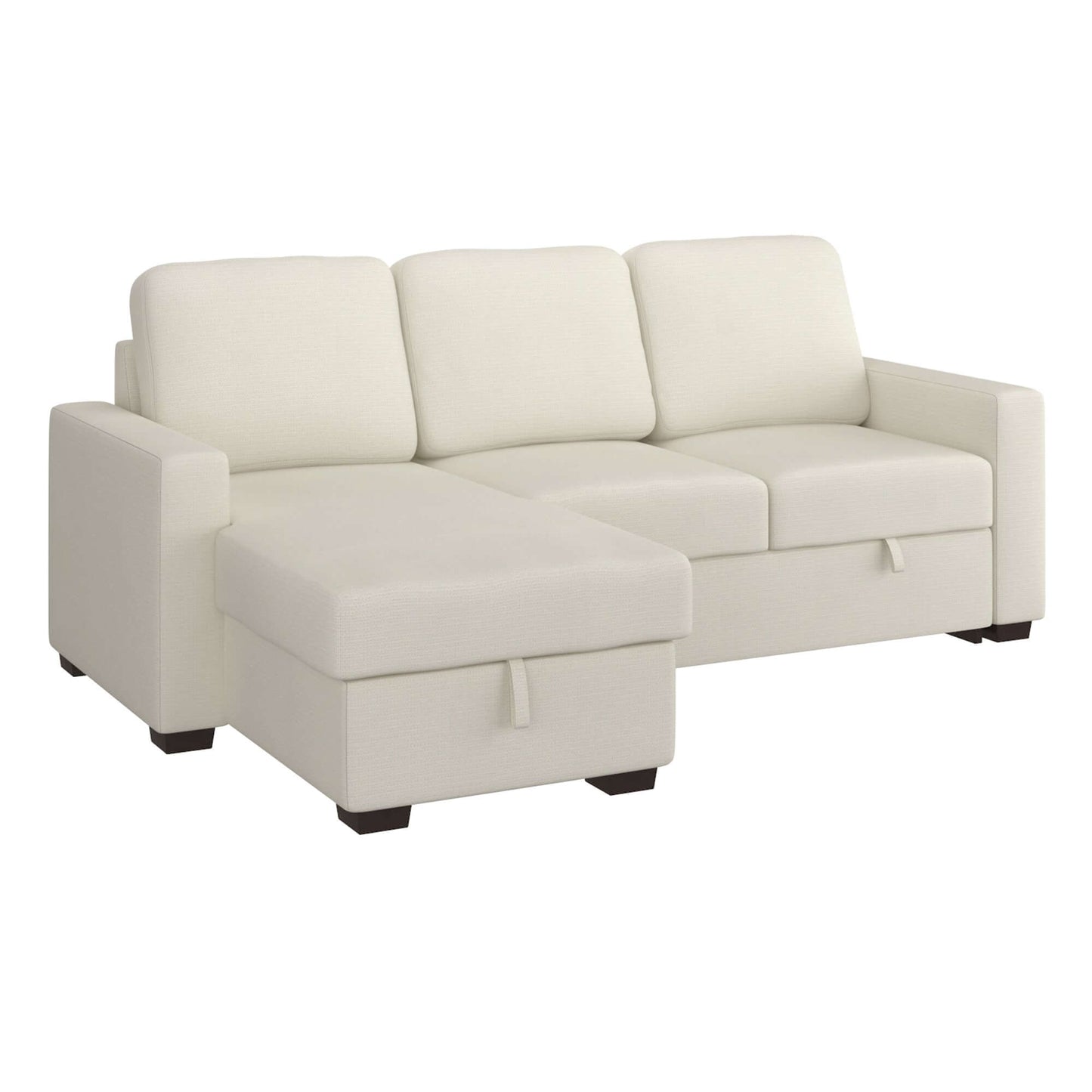 Alfonso 93.25" Sofa w/Bed & Storage in Beige Performance Fabric- front view with white background