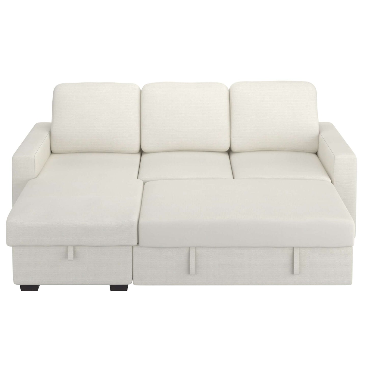 Alfonso 93.25" Sofa w/Bed & Storage in Beige Performance Fabric- front view with white background