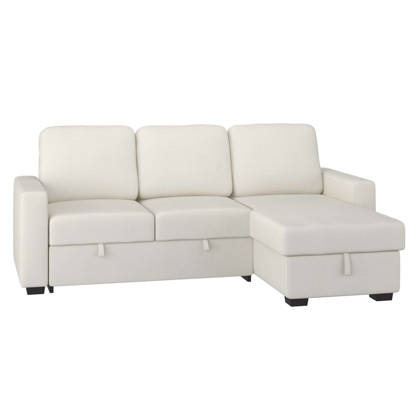 Alfonso 93.25" Sofa w/Bed & Storage in Beige Performance Fabric- front view with white background