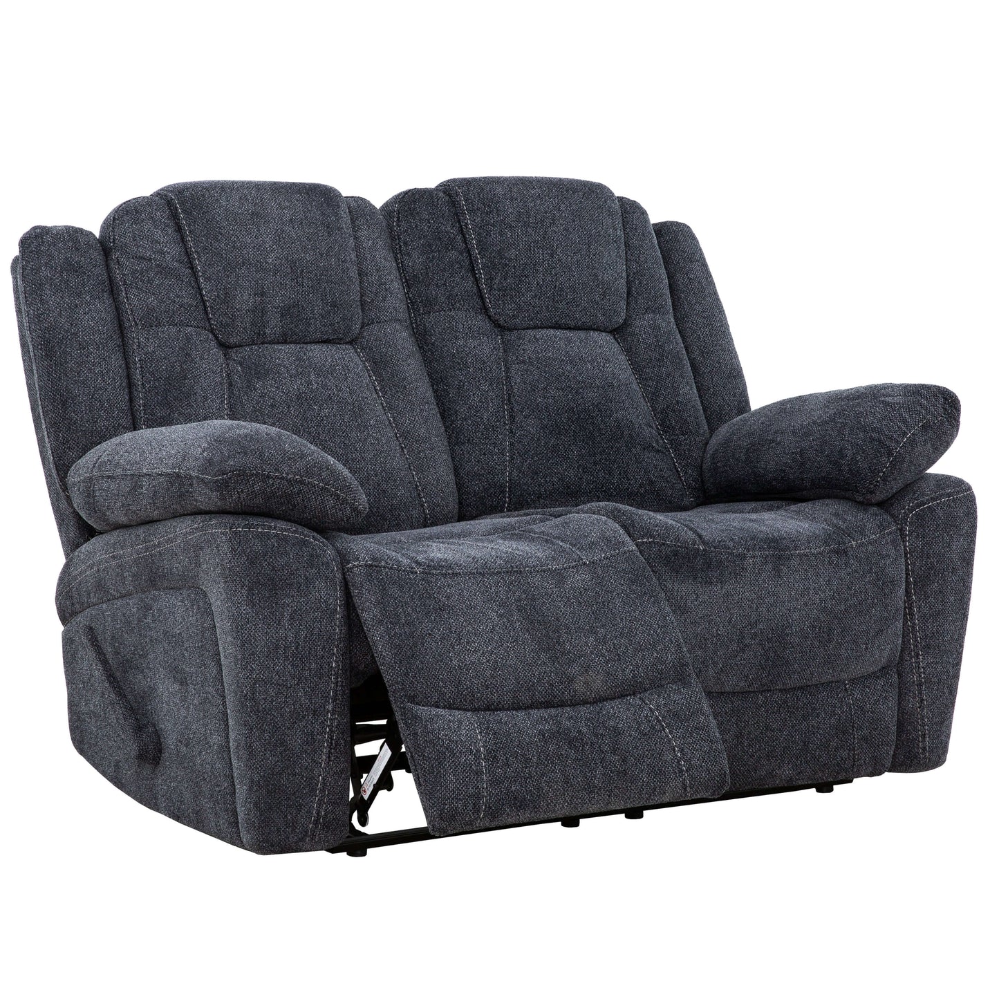 SMS Anakin 59 in. Dark Grey Fabric Reclining Loveseat- open front and side view