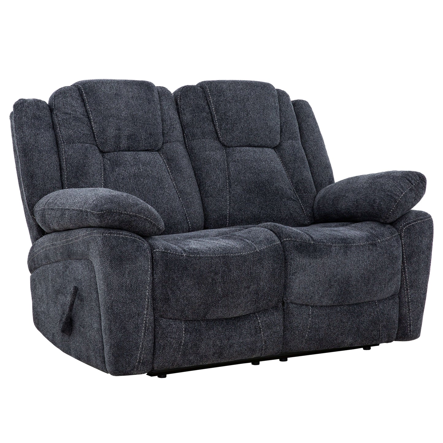SMS Anakin 59 in. Dark Grey Fabric Reclining Loveseat- front and side view
