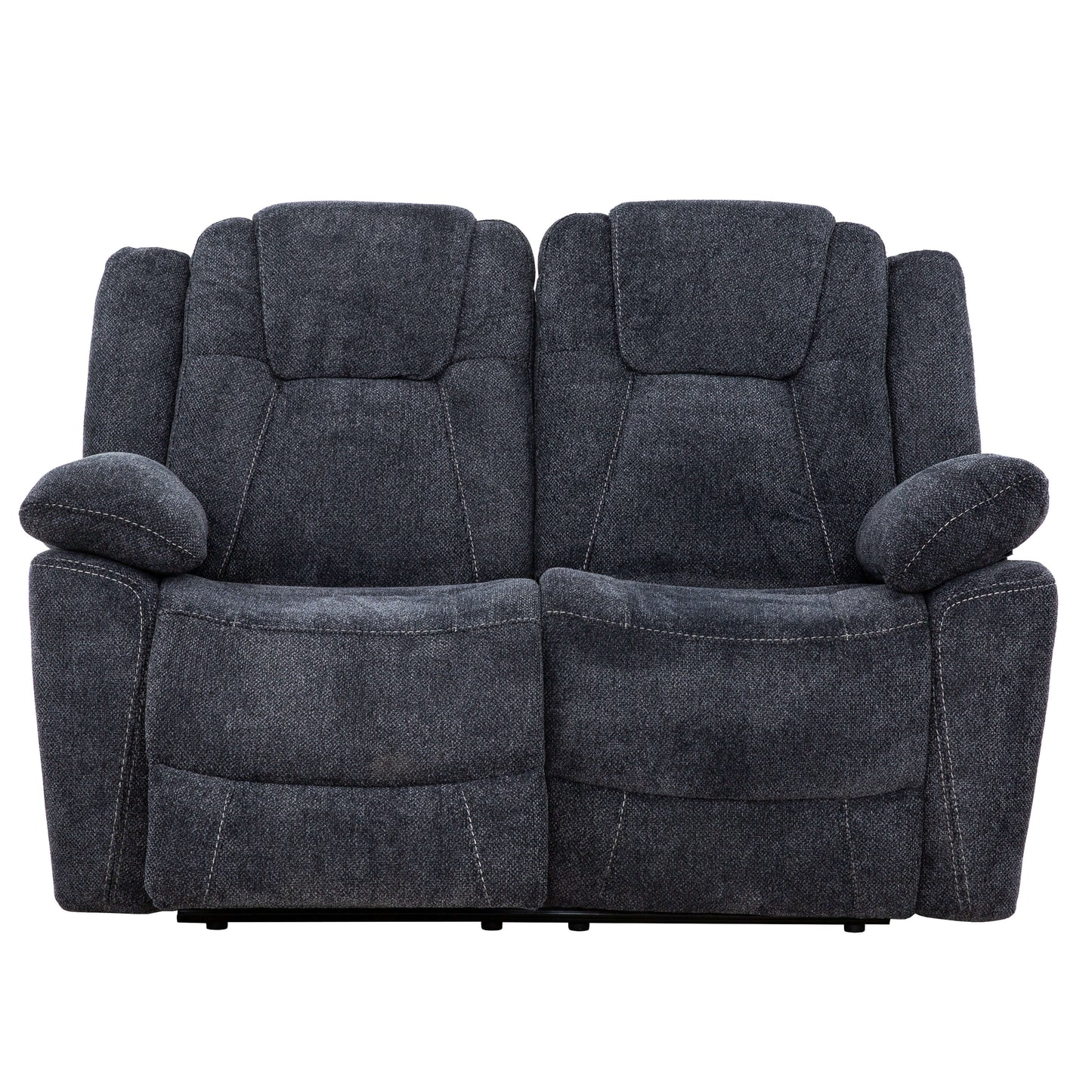 SMS Anakin 59 in. Dark Grey Fabric Reclining Loveseat- front view with white background 2