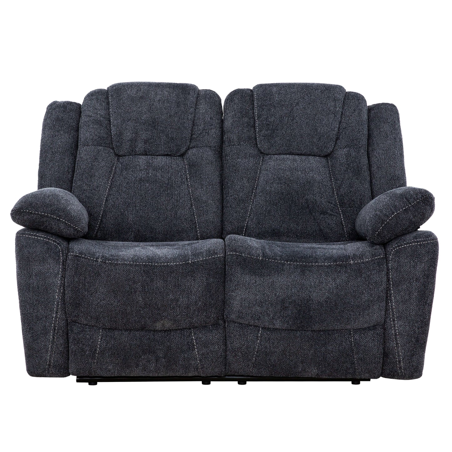 SMS Anakin 59 in. Dark Grey Fabric Reclining Loveseat- front view with white background