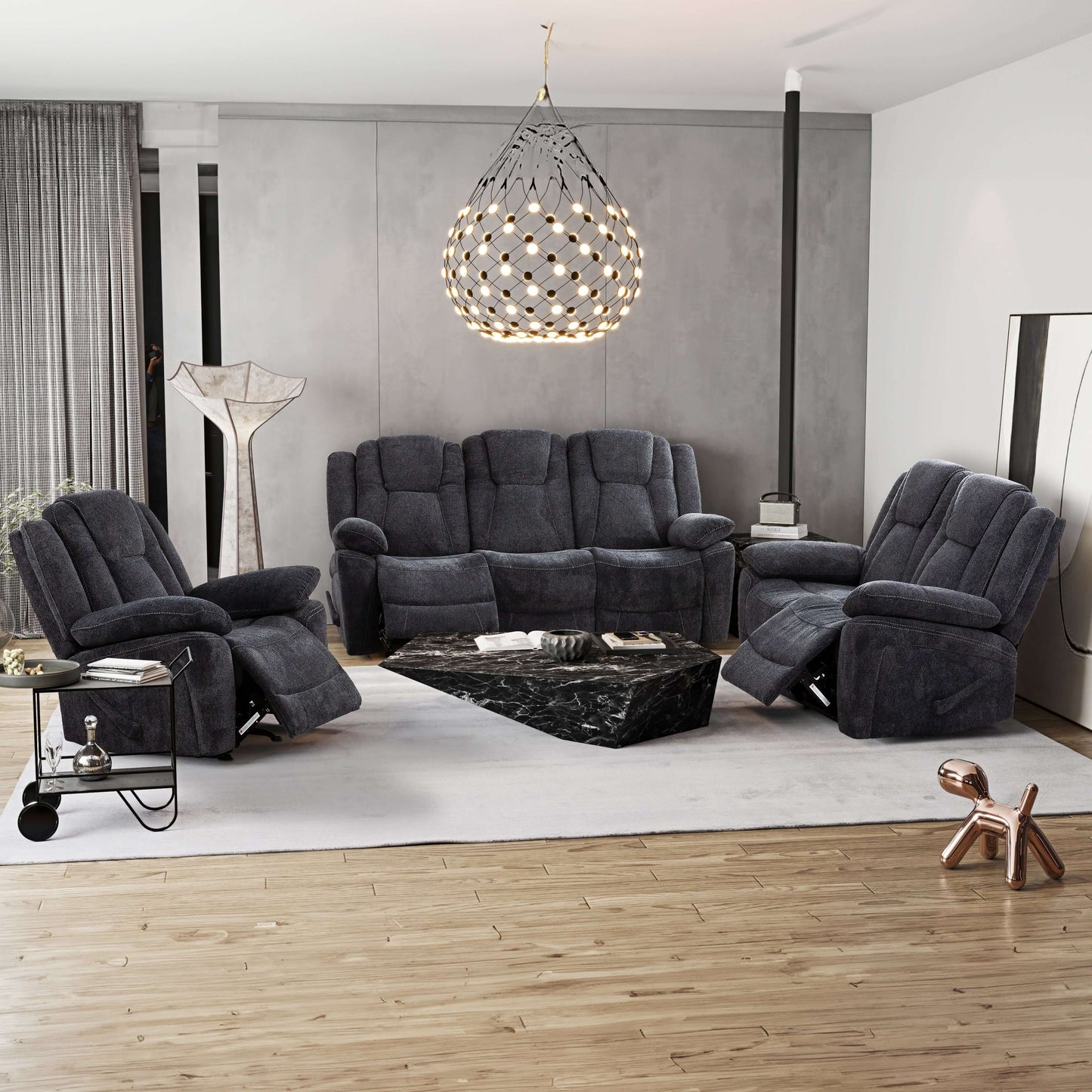 Anakin 38 in. Upholstered Rocker Recliner with Lever-
