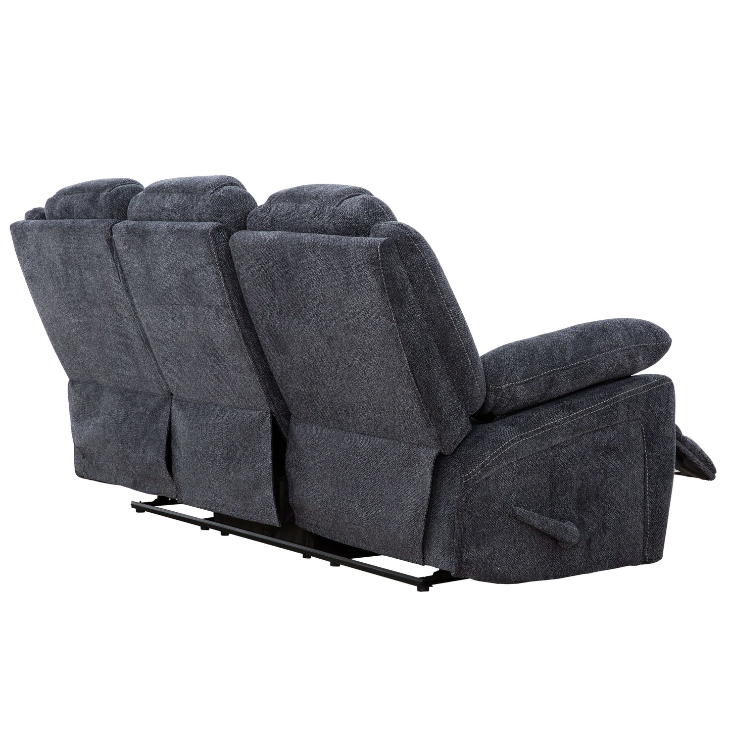Anakin 80 in. Dark Grey Fabric Reclining Sofa with Lever- side and back view