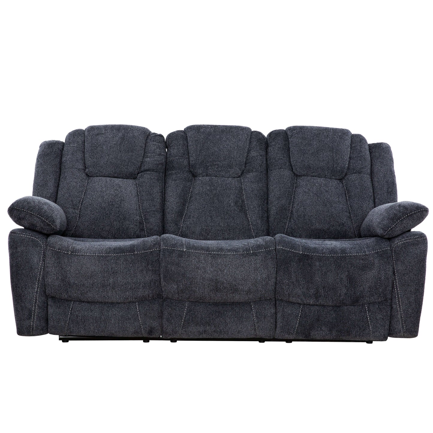 Anakin 80 in. Dark Grey Fabric Reclining Sofa with Lever- front view with white background