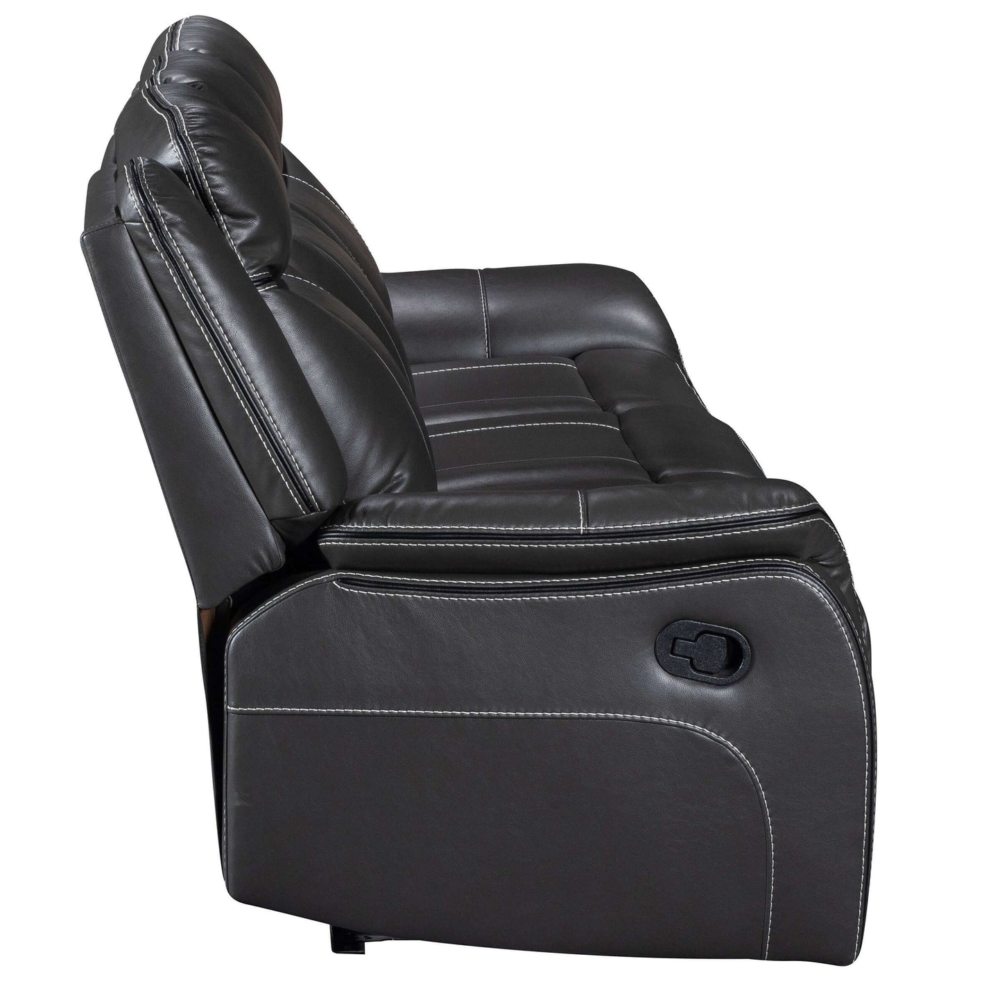 Declan 85 in. Dark Grey Motion Sofa with Cupholder- side view