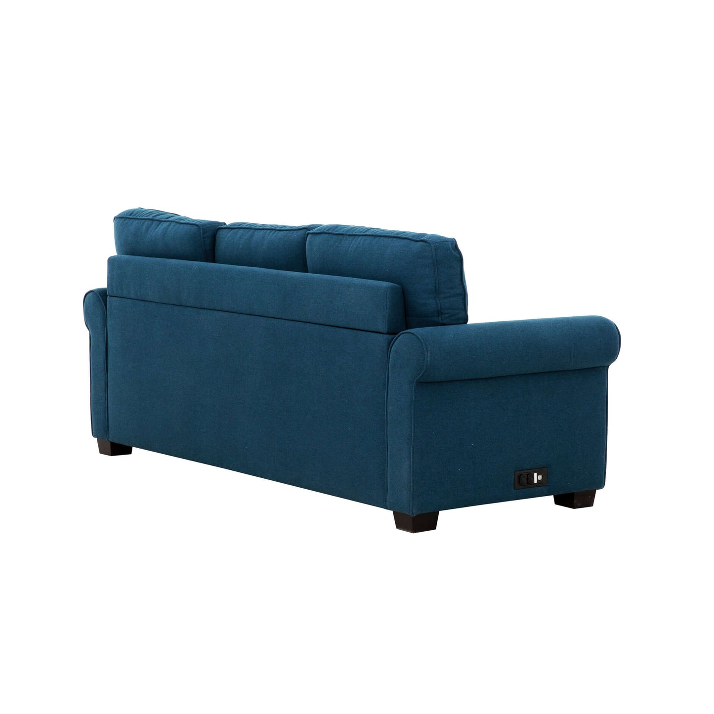 Marisol 80 in. Queen Sleeper Sofa with USBs/Outlets- side and back view