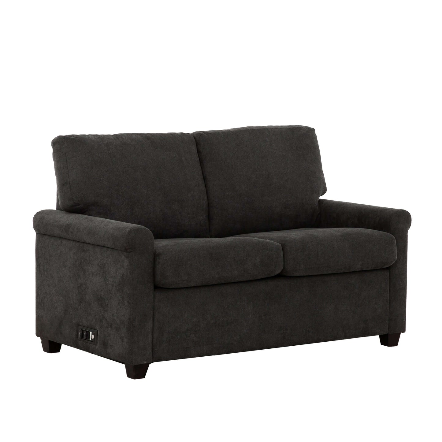 Kensington 54 in. Convertible Twin Sleeper Sofa with USB Ports- front and side view