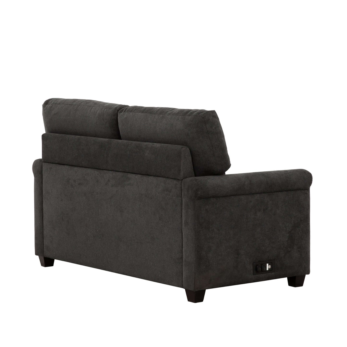 Kensington 54 in. Convertible Twin Sleeper Sofa with USB Ports- back and side view
