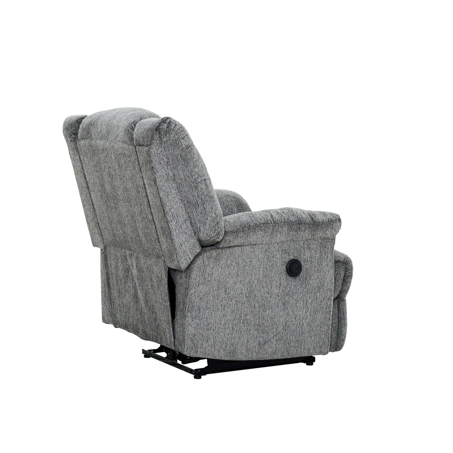 Connor 35 in. Upholstered Power Recliner Chair with Padded Arms- back and side view