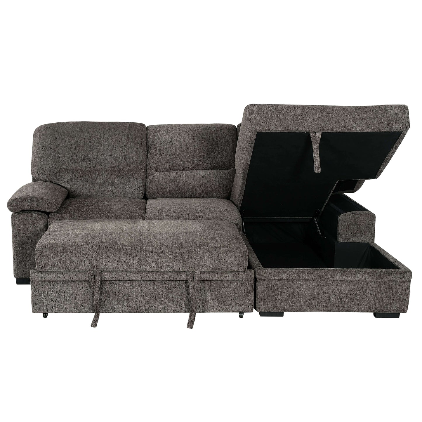 Danilo 102 in. Right Facing Sleeper Sectional- front view with section lifted