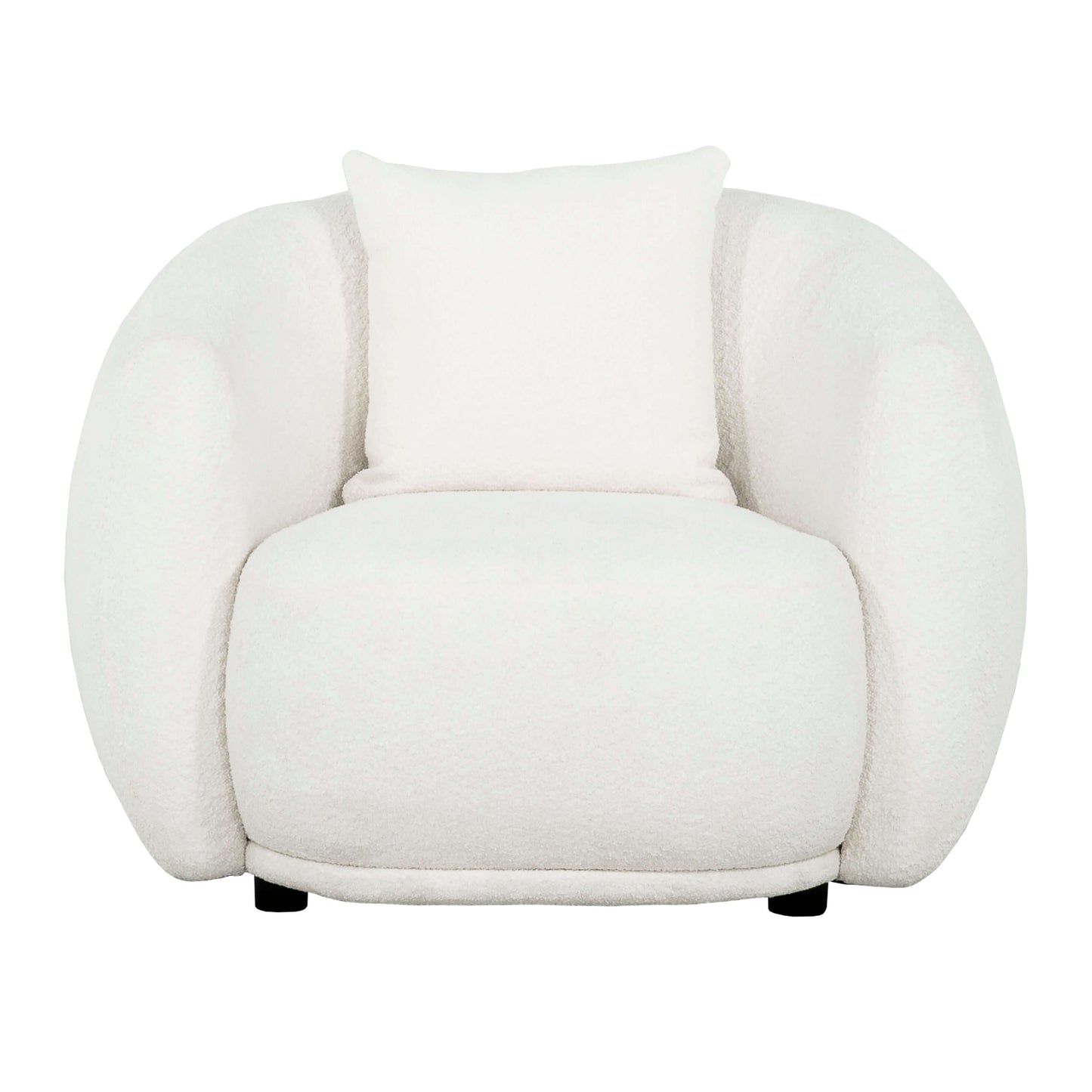 Roxburgh Curved Boucle Chair- front view with white background