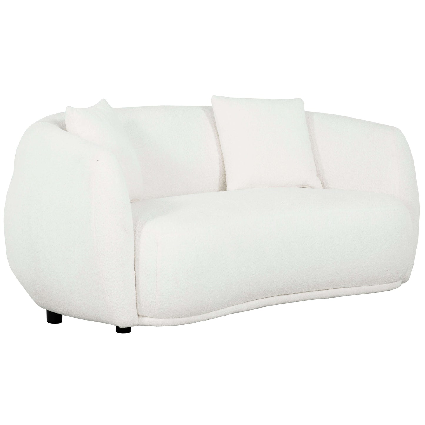 Roxburgh Curved Boucle Loveseat- front and side view