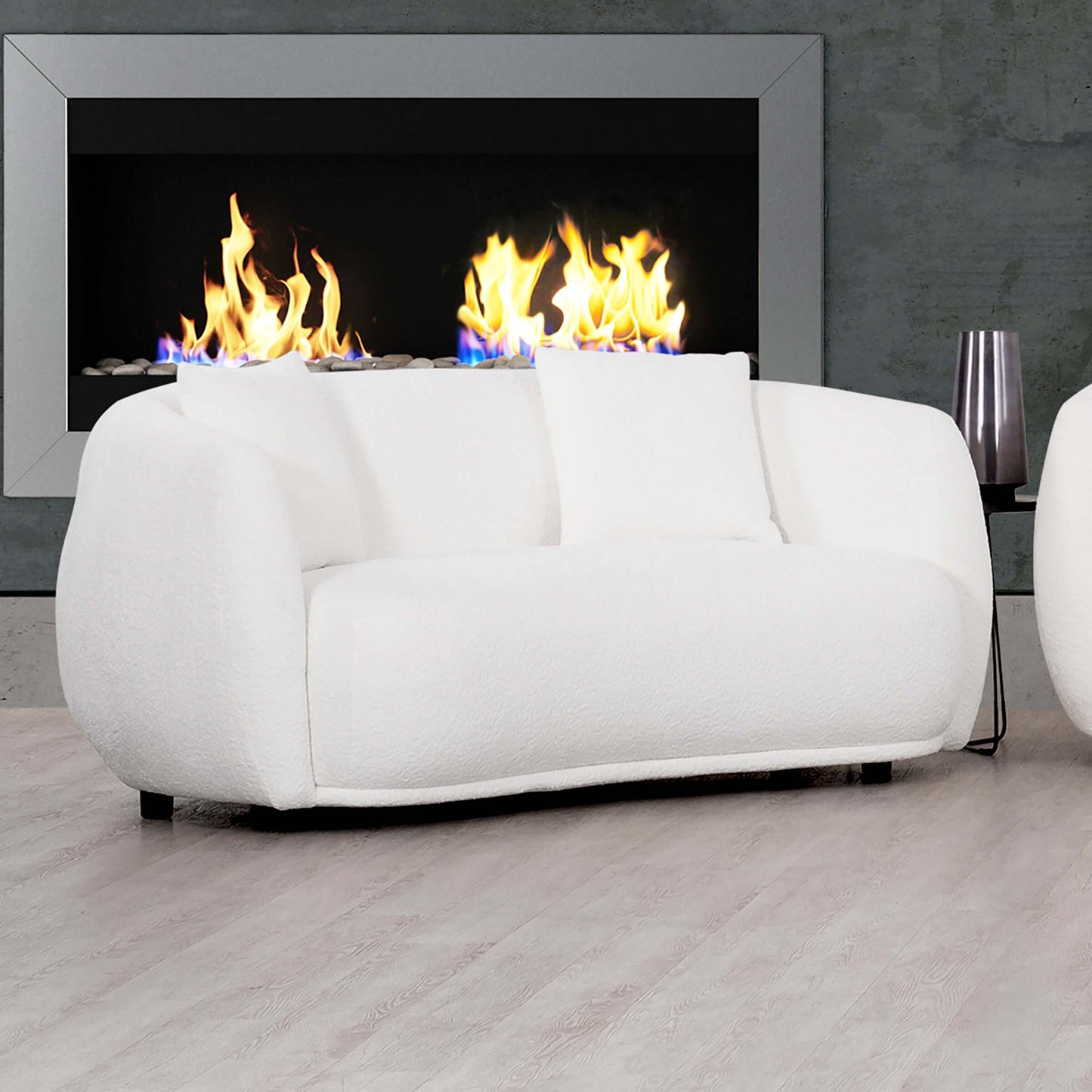 Roxburgh Curved Boucle Loveseat- front view
