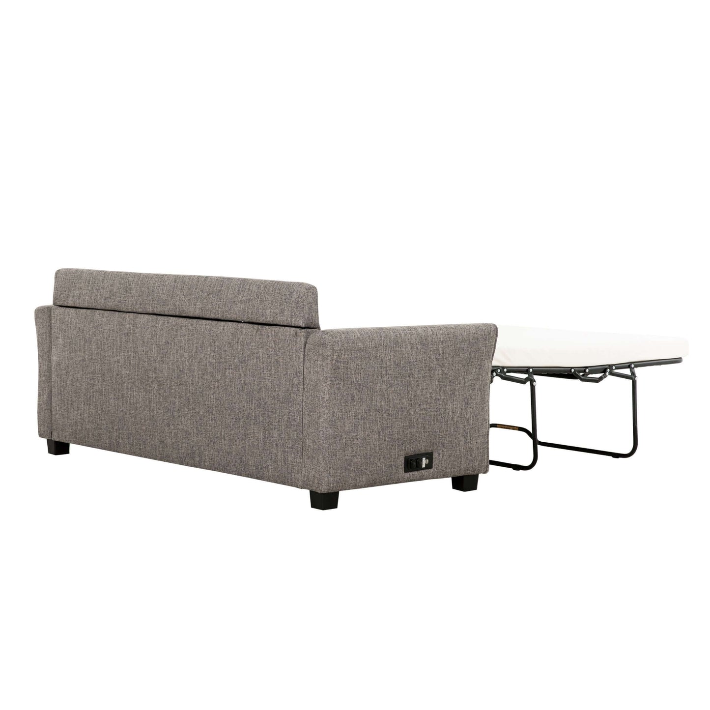 Honor 73 in. Convertible Full Sleeper Sofa with USB- side and back view converted
