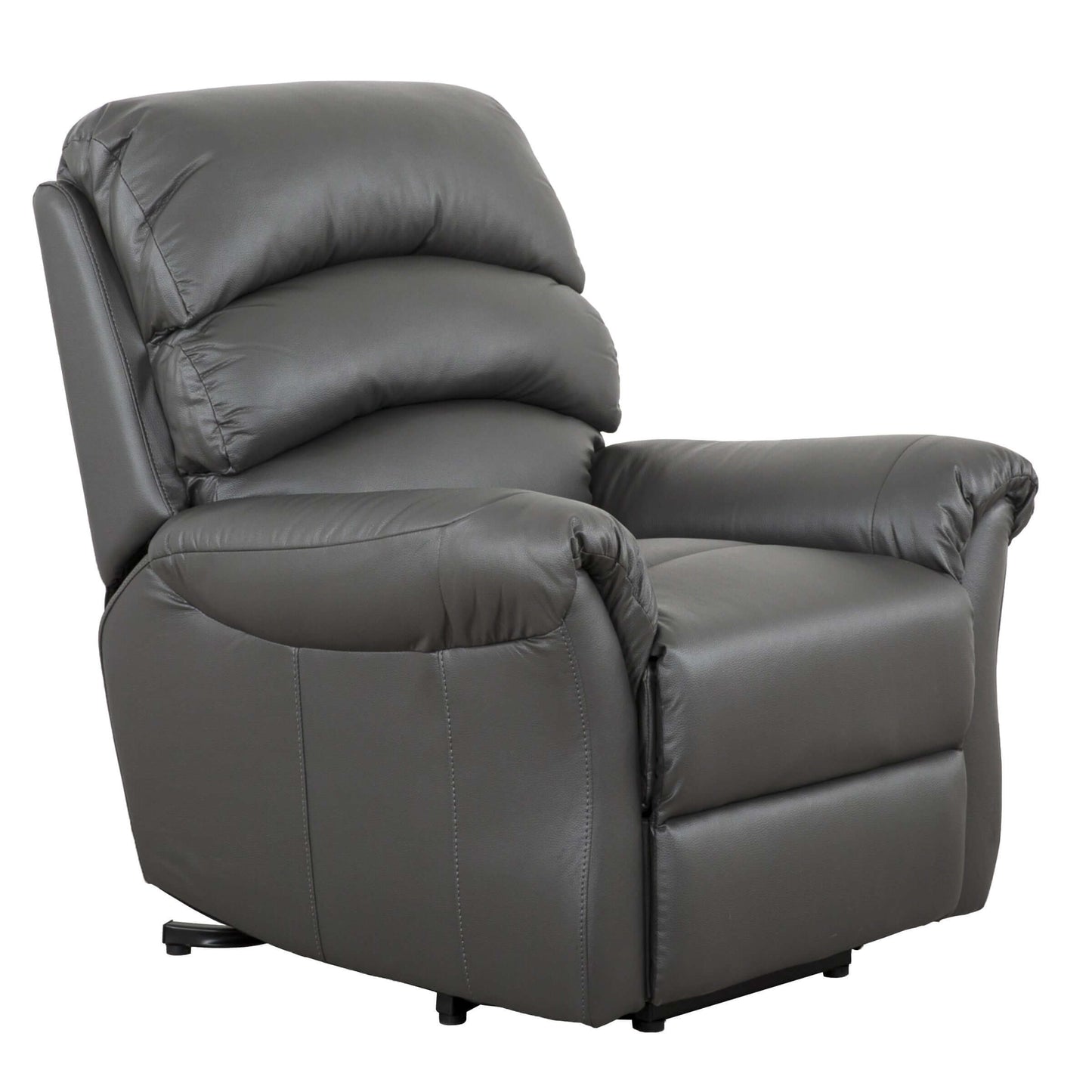 Fitzgerald 37 in. Charcoal Faux Leather Power Lift Recliner- front and side view