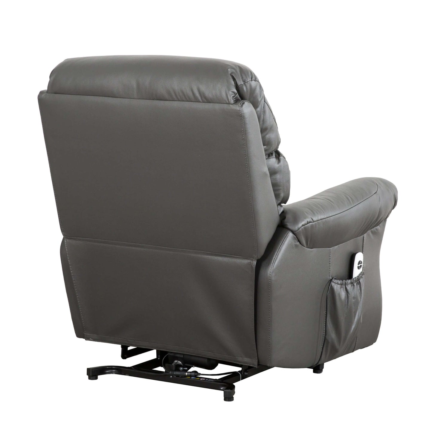 Fitzgerald 37 in. Charcoal Faux Leather Power Lift Recliner- back view