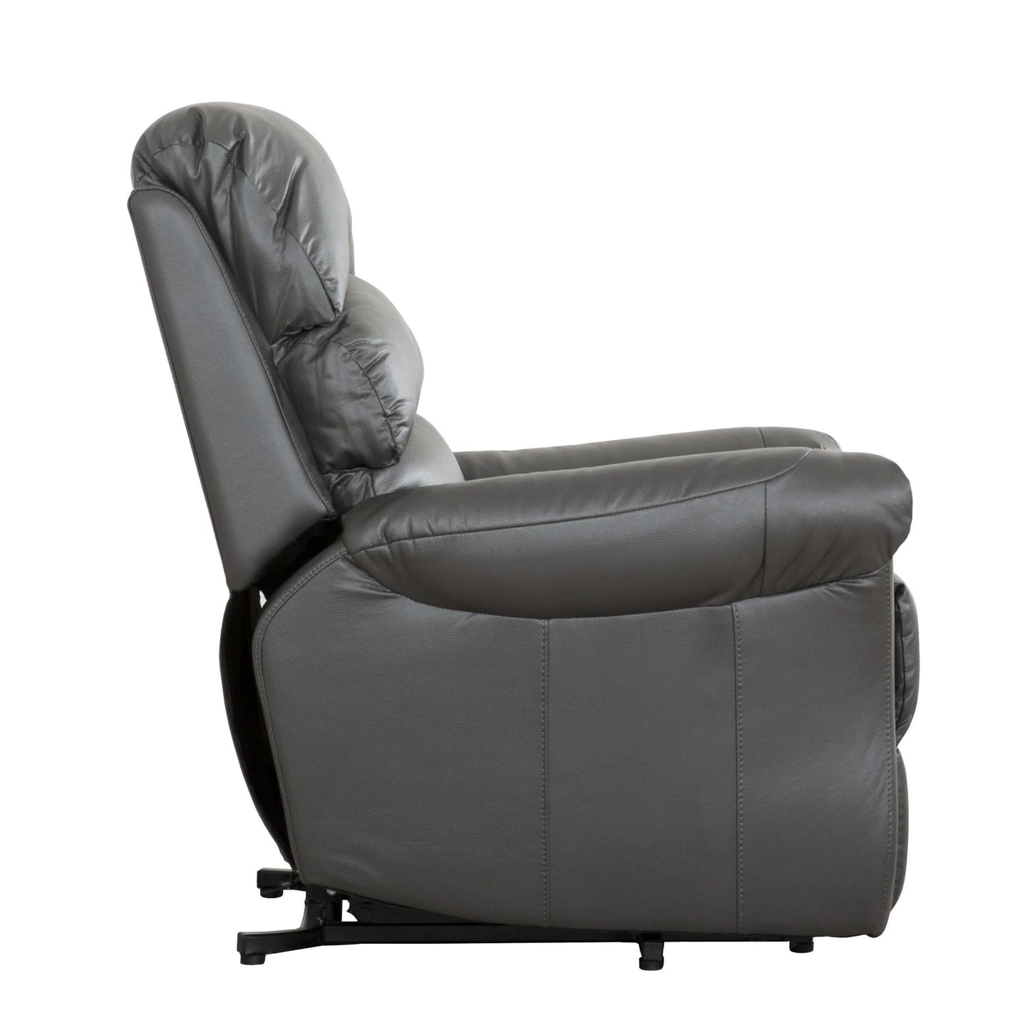 Fitzgerald 37 in. Charcoal Faux Leather Power Lift Recliner- side view