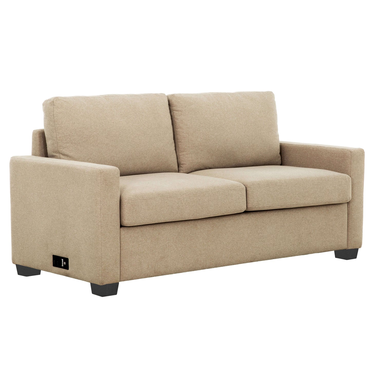 Reign 73 in. Convertible Full Sleeper Sofa with USB Port- front and side view