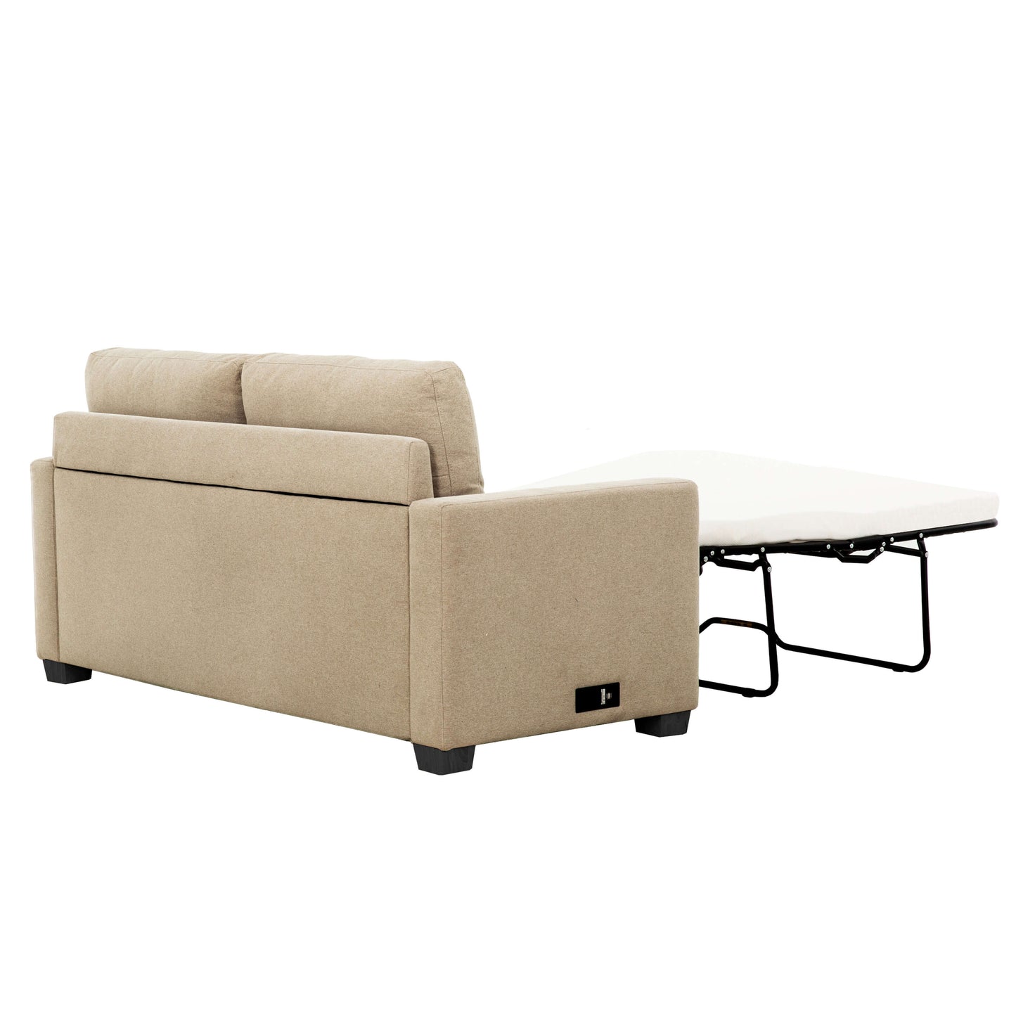 Reign 73 in. Convertible Full Sleeper Sofa with USB Port- back and side view converted