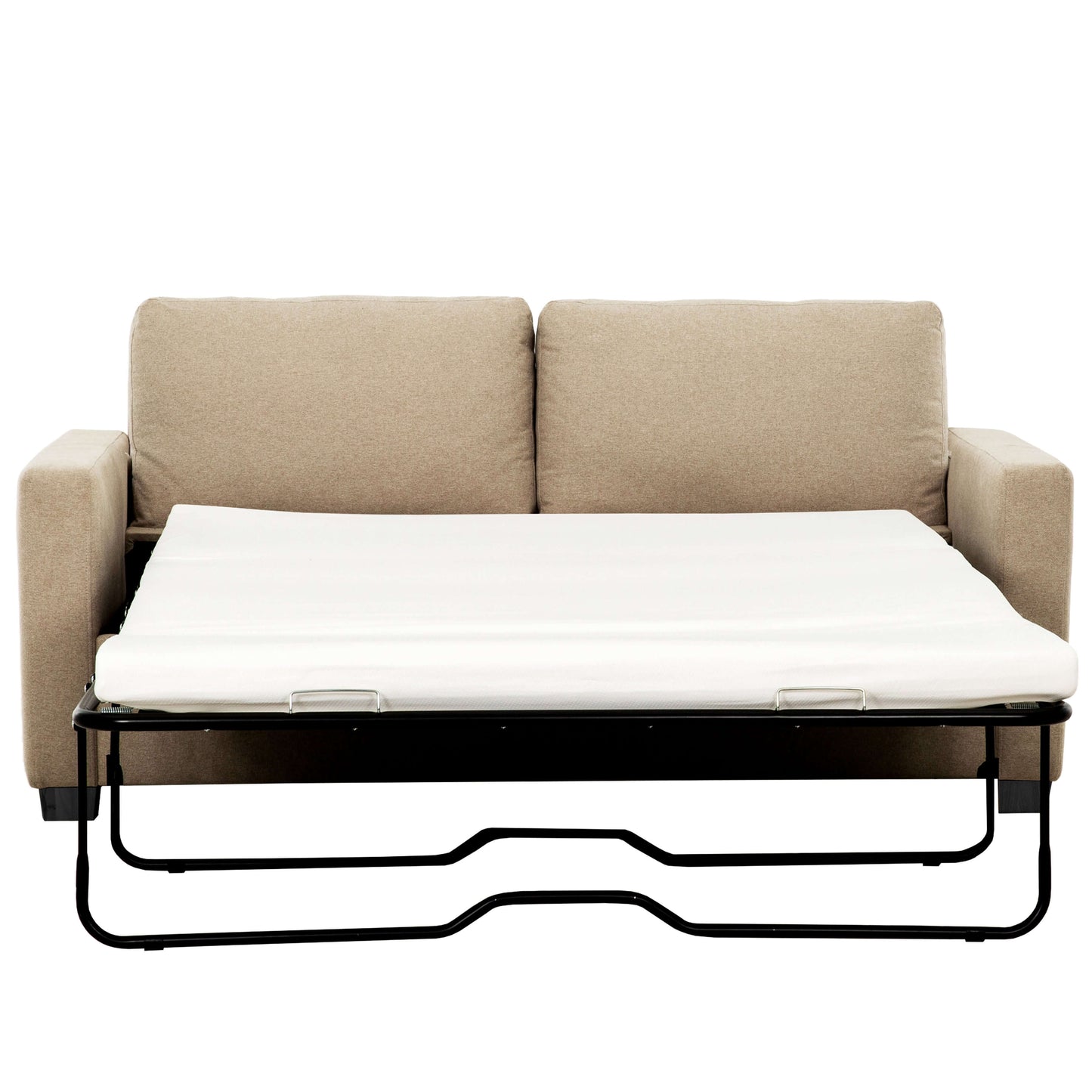 Reign 73 in. Convertible Full Sleeper Sofa with USB Port- front view converted