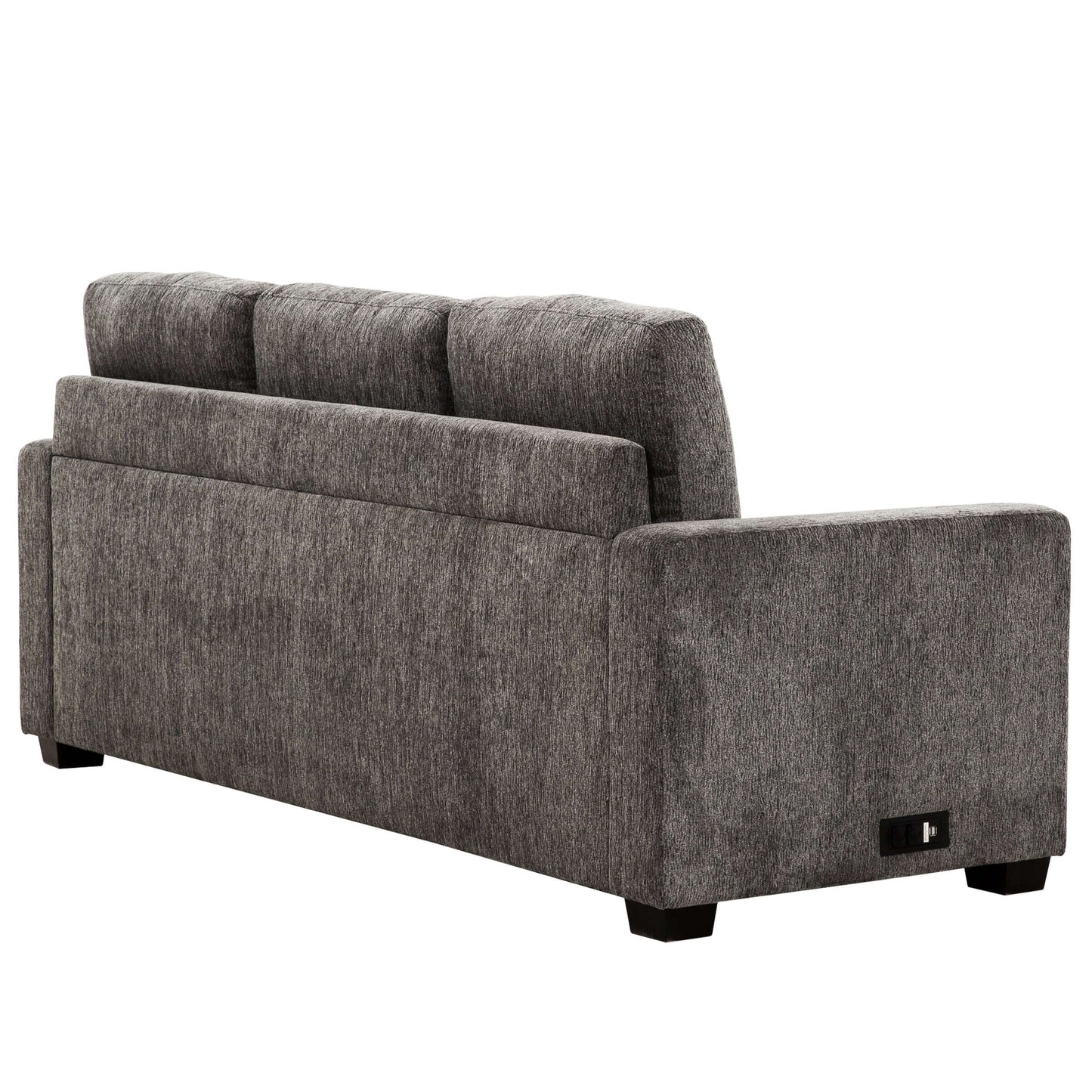 Valencia 77 in. Convertible Queen Sleeper Sofa with USB Ports- back and side view