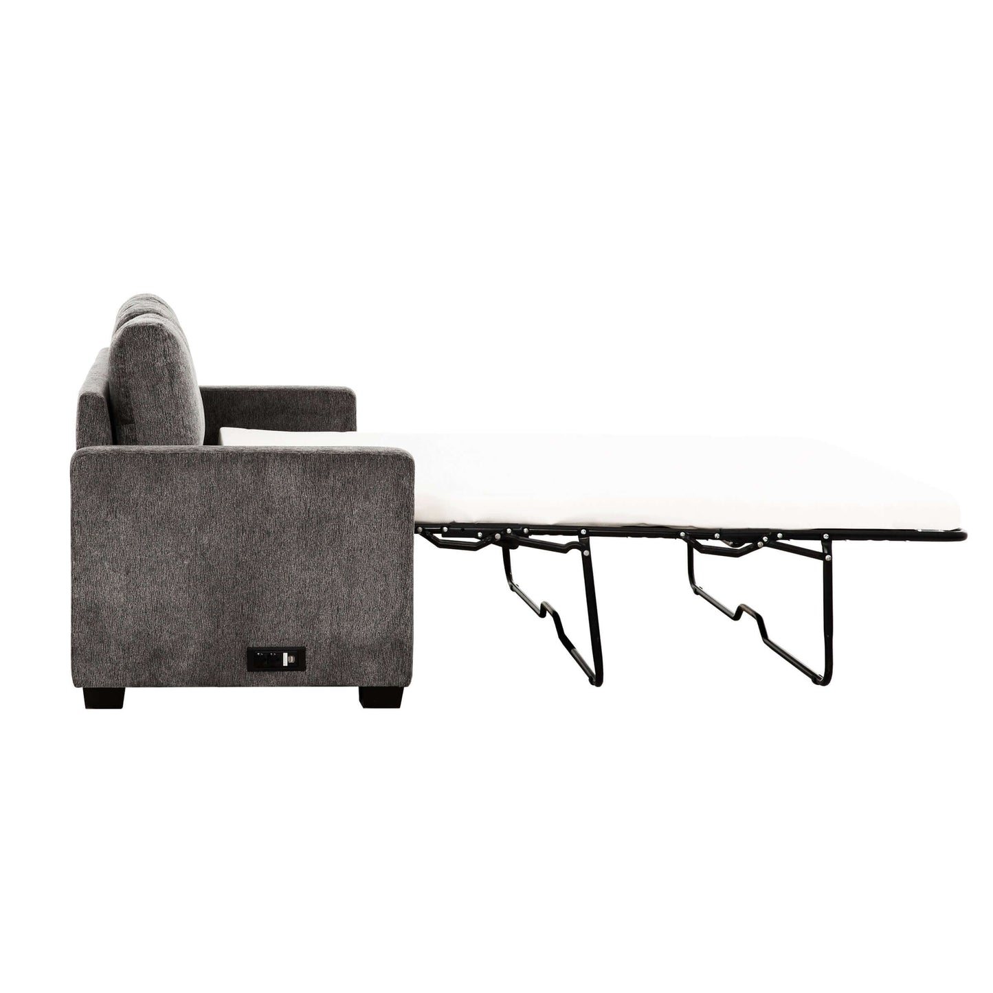 Valencia 77 in. Convertible Queen Sleeper Sofa with USB Ports- side view extended