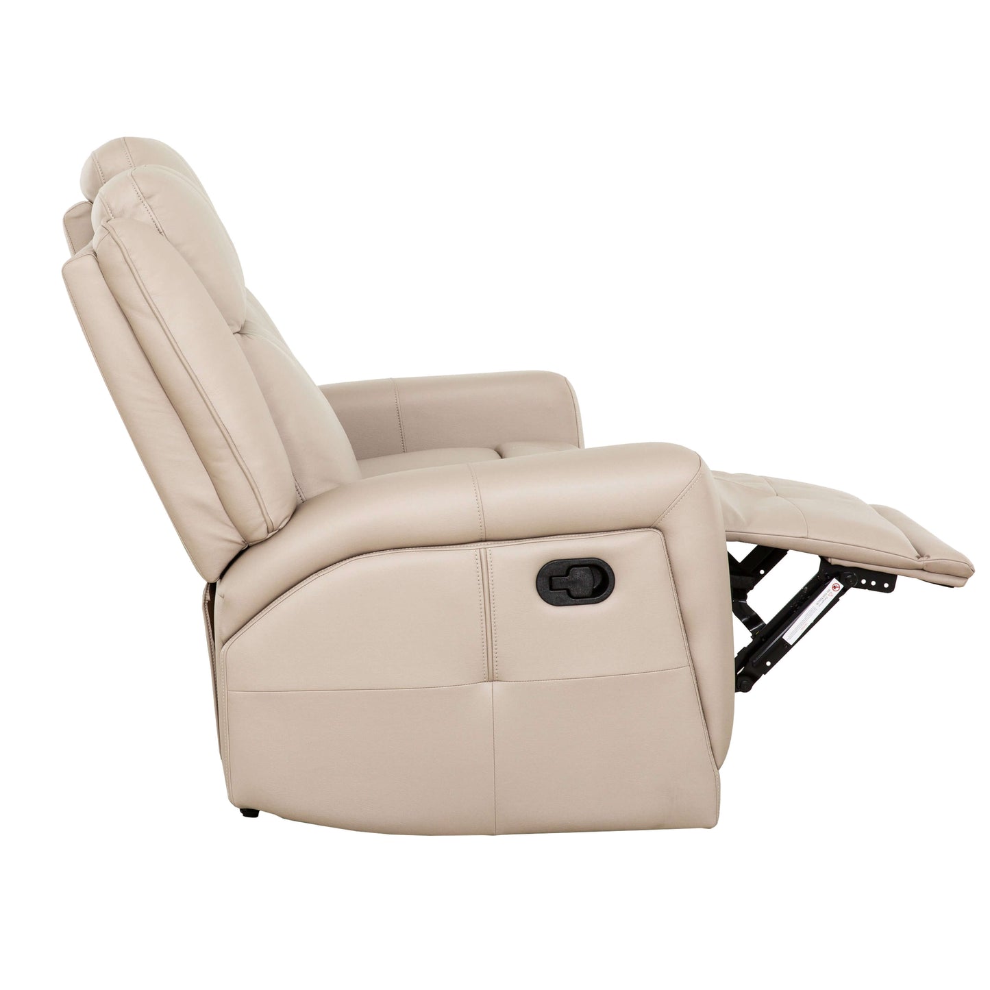 Mattheo 57 in. Taupe Faux Leather Reclining Loveseat- open side view