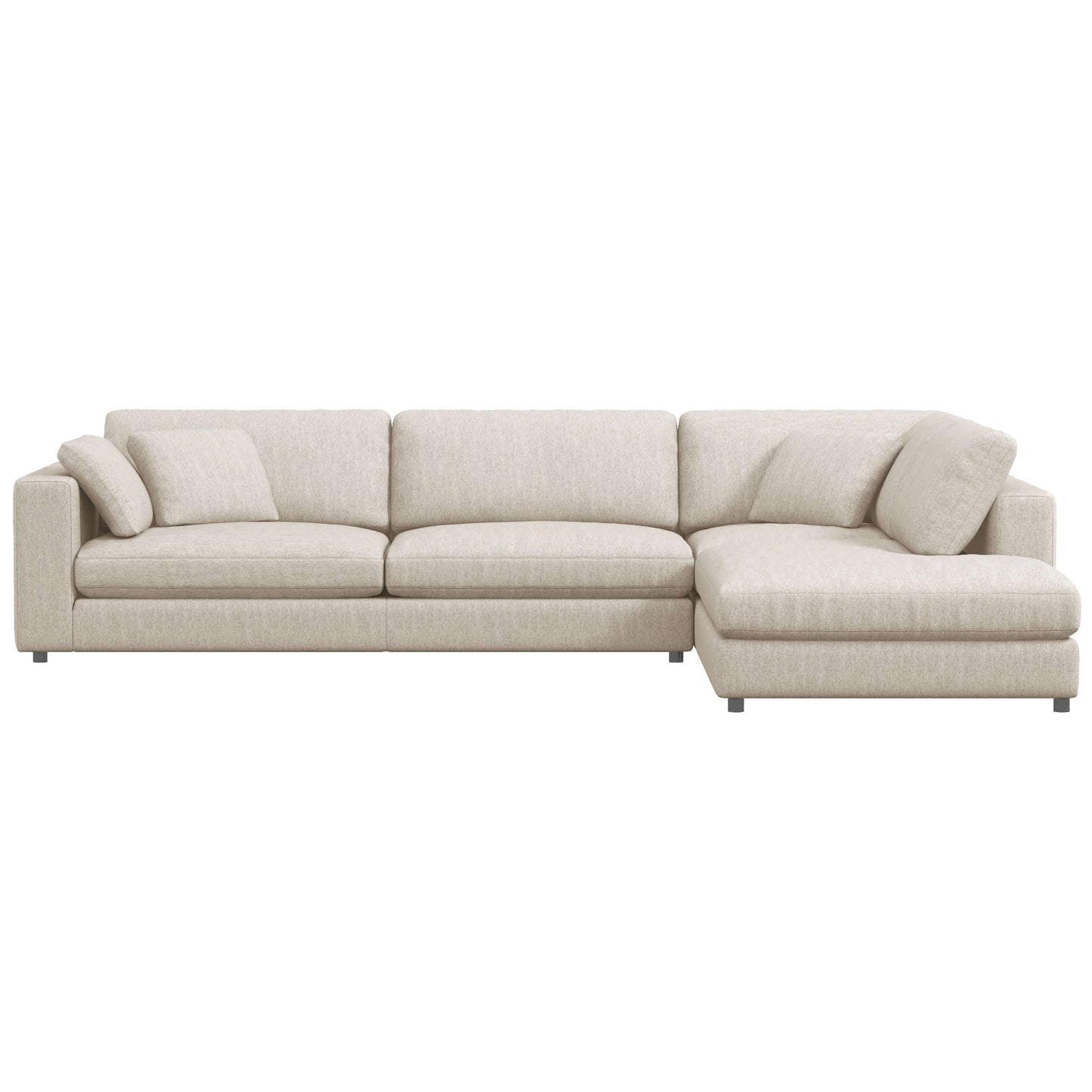 Joelle 128" 2-Piece Right-Facing Upholstered Sectional Sofa with Chaise- front view with white background