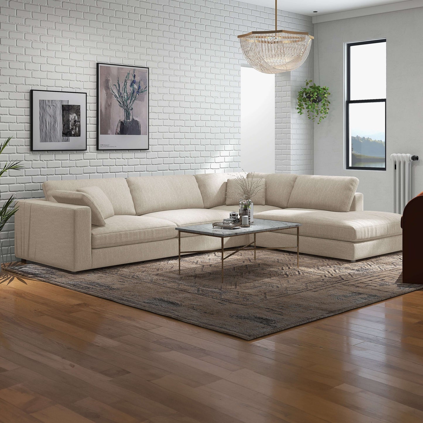 Joelle 128" 2-Piece Right-Facing Upholstered Sectional Sofa with Chaise- front view