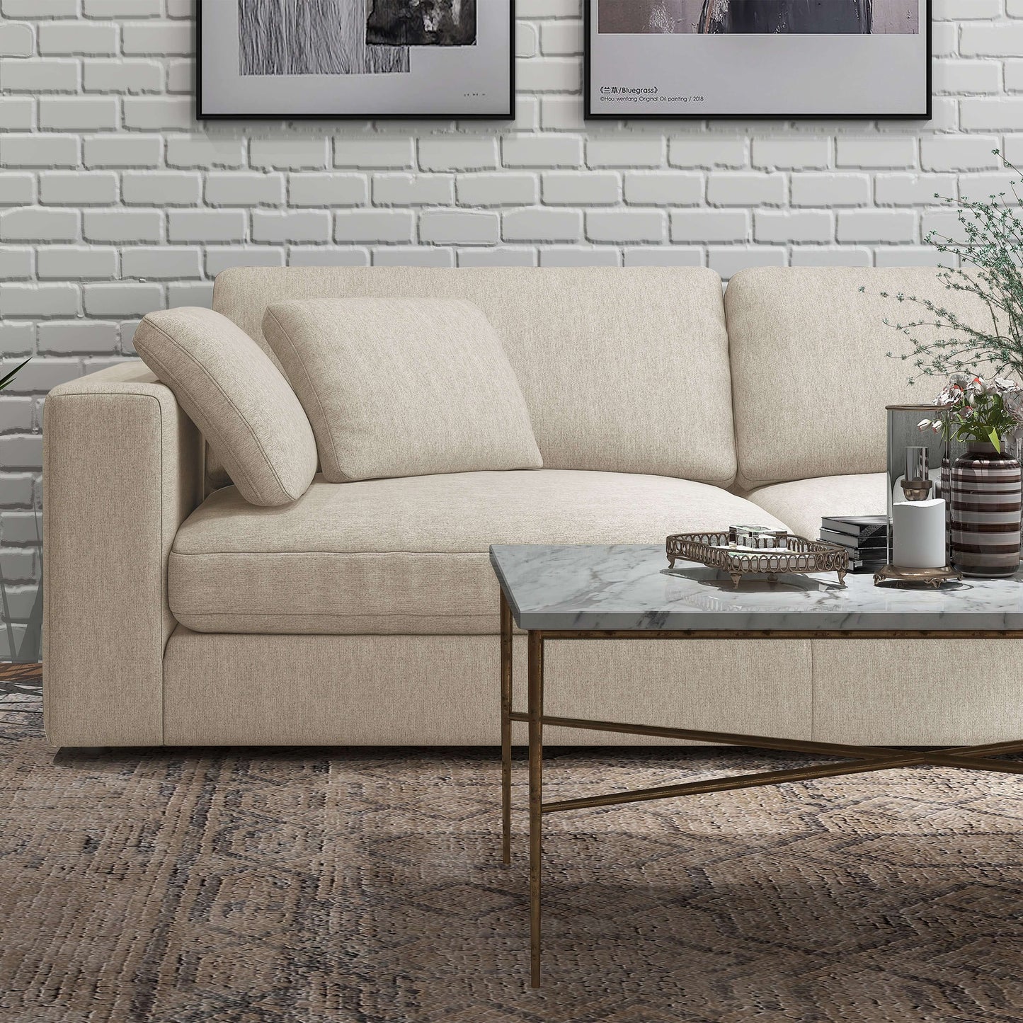 Joelle 128" 2-Piece Right-Facing Upholstered Sectional Sofa with Chaise- front view