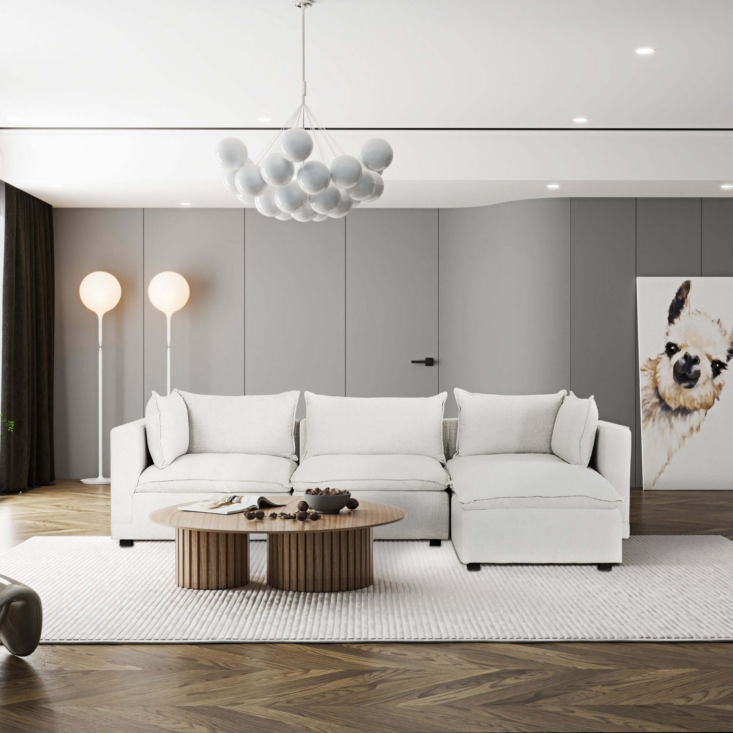 Haven 3-Piece Modular Sofa with Ottoman- front view