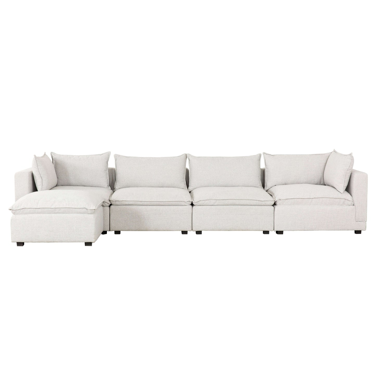 Haven 5-Piece Modular Corner Sectional with Ottoman- front view with white background