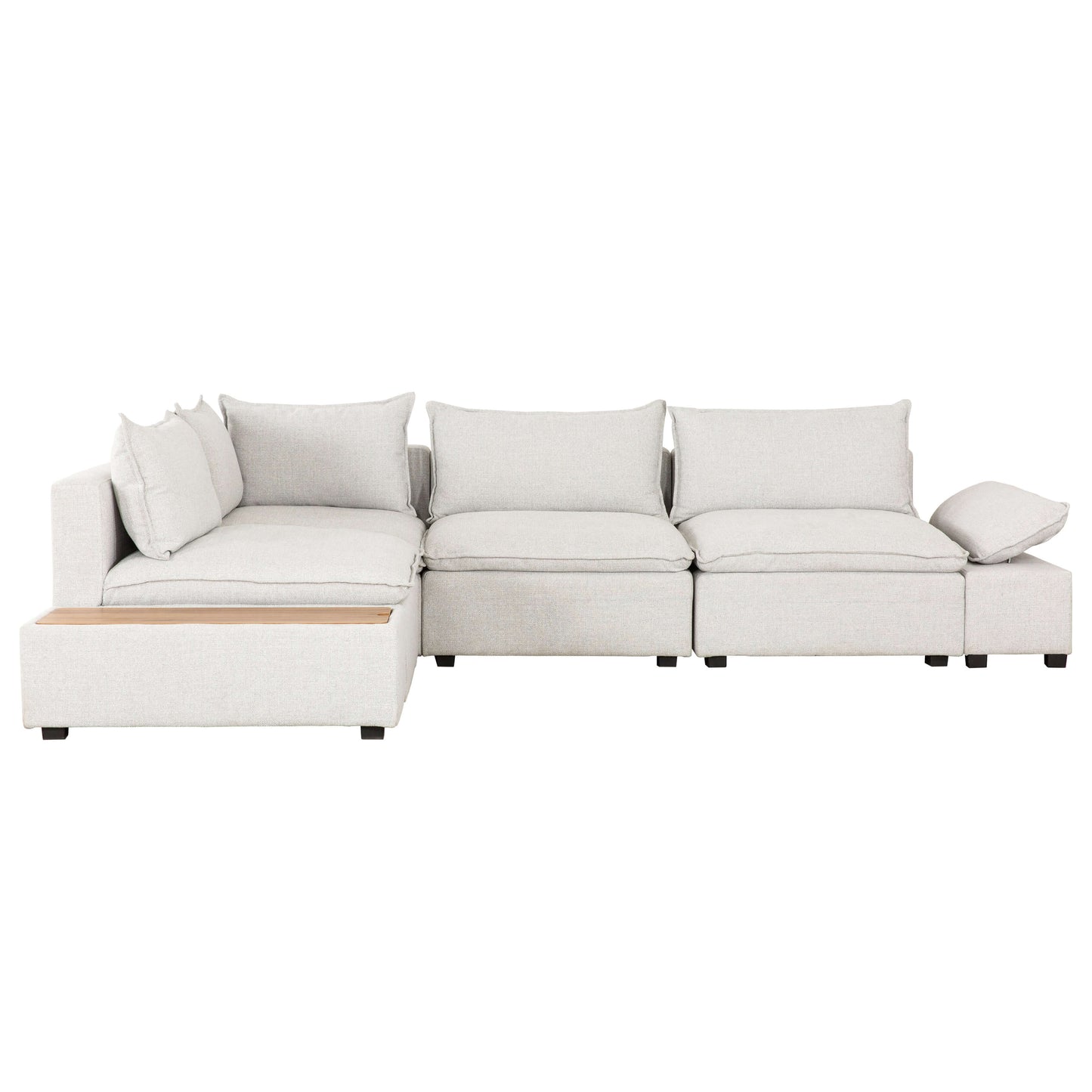 Haven 6-Piece Modular Corner Sectional with Storage Console- front view with white background