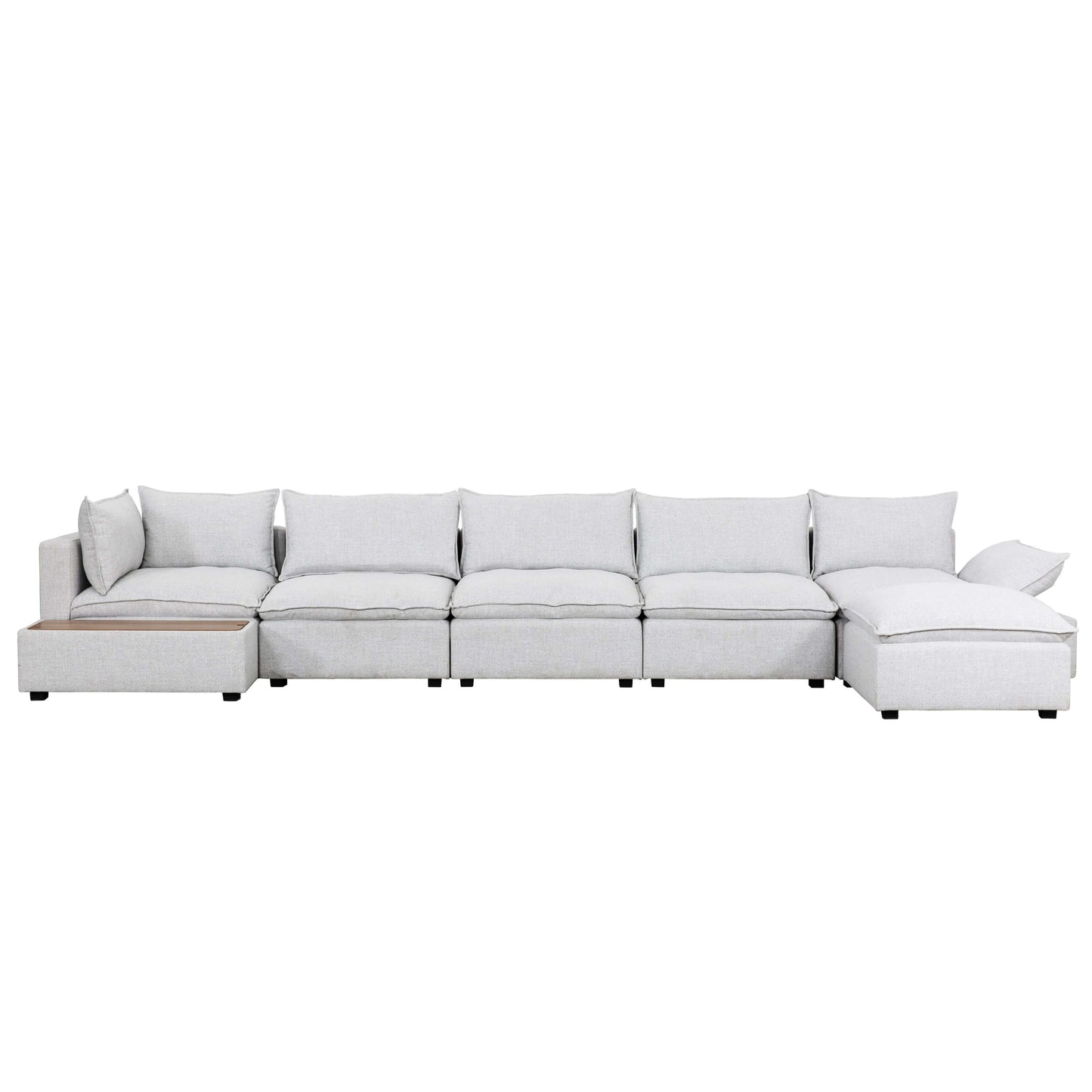 Haven 8-Piece Modular Sectional with Storage Console- front view with white background