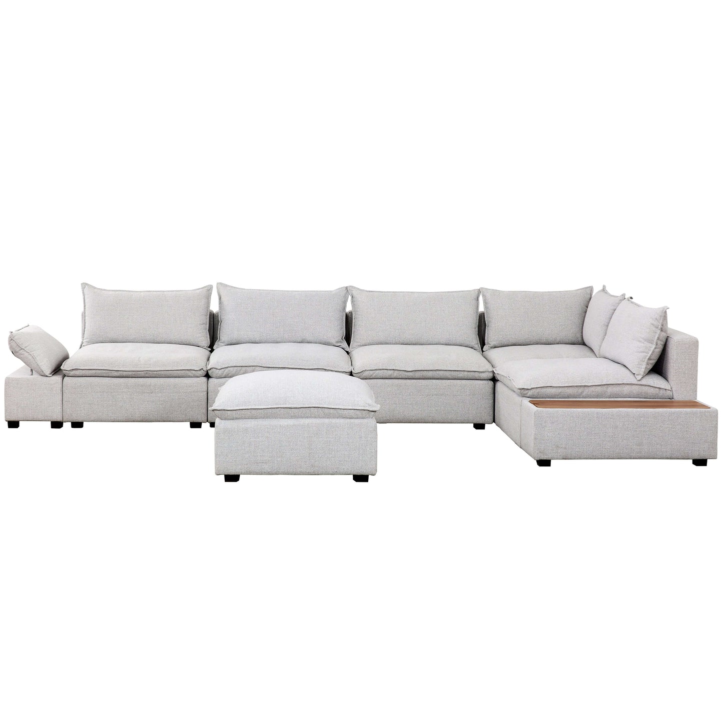 Haven 8-Piece Modular Sectional with Storage Console- front view with white background