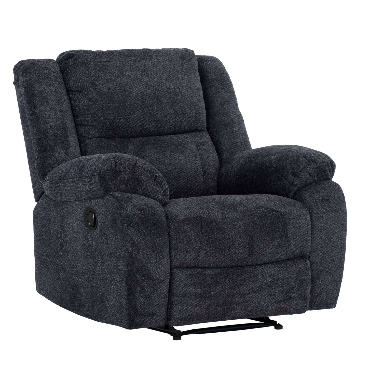 Arthur 40 in. Upholstered Manual Rocker Recliner- zoomed in front and side view