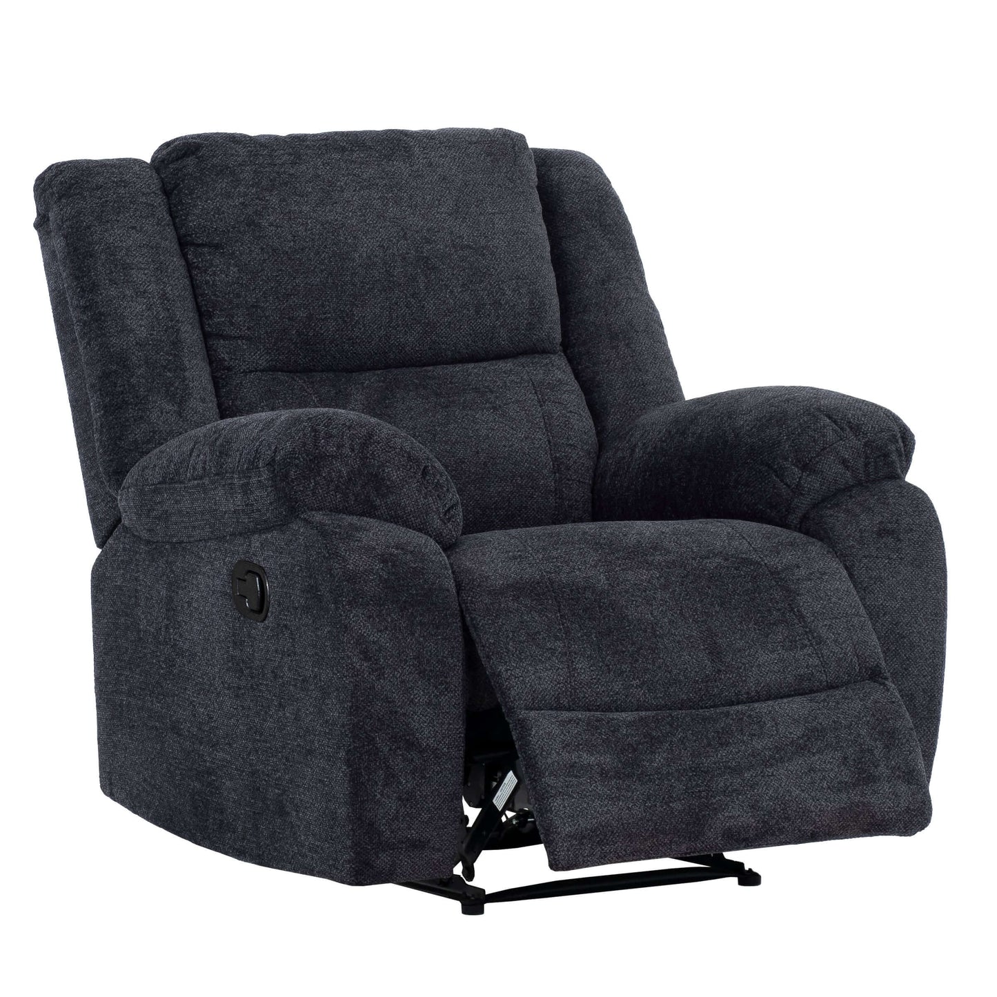 Arthur 40 in. Upholstered Manual Rocker Recliner- open front and side view