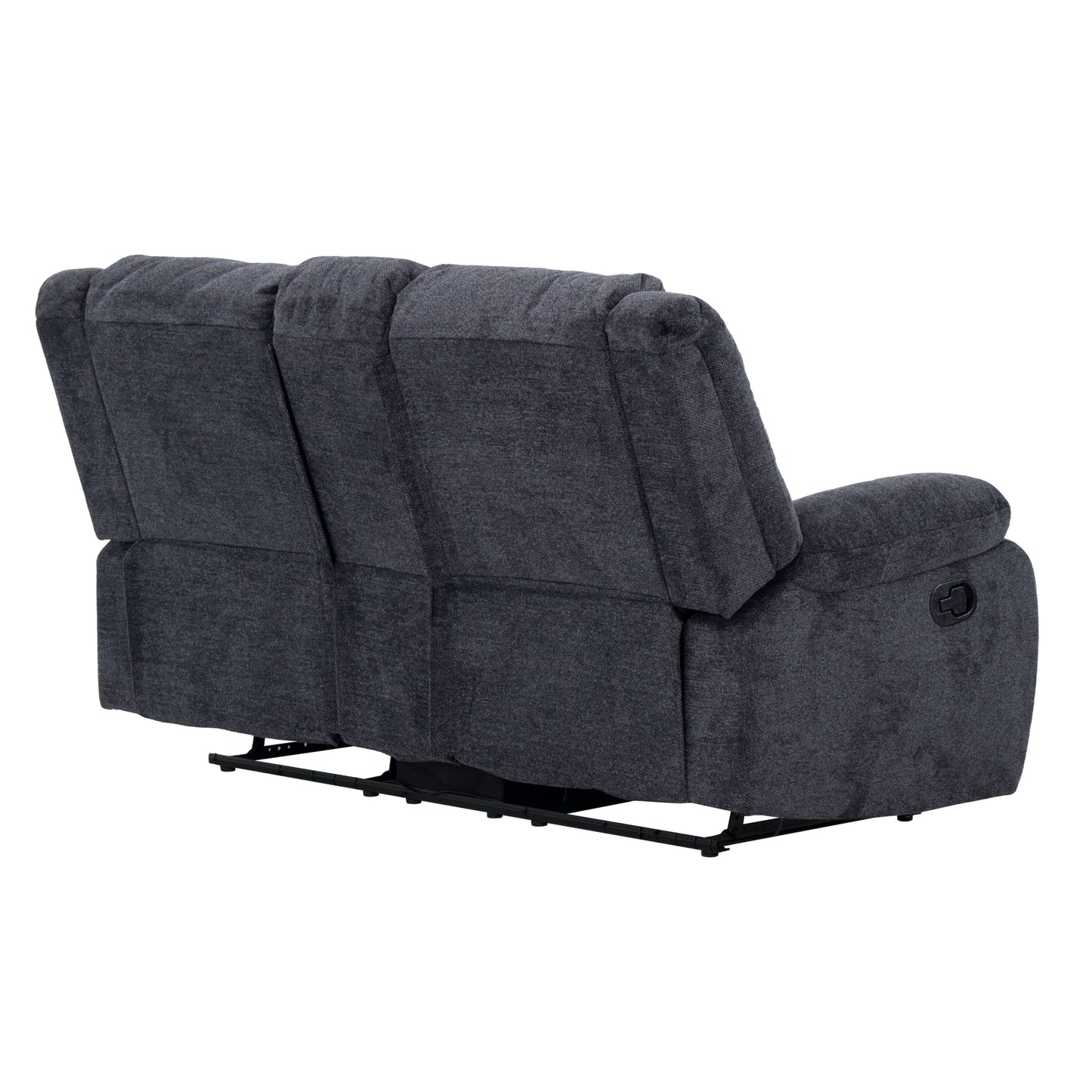 Arthur 76 in. Reclining Loveseat with Cupholder Console- back and side view