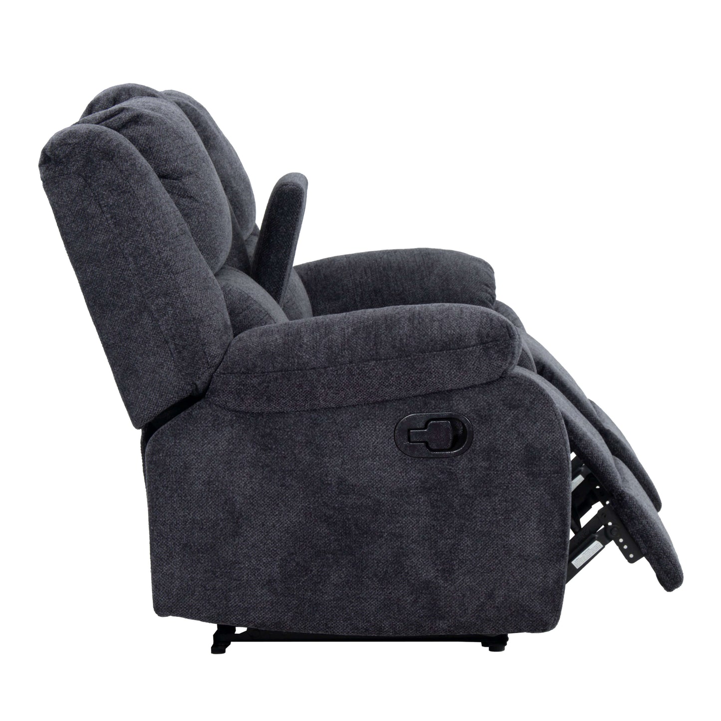 Arthur 76 in. Reclining Loveseat with Cupholder Console- open side view