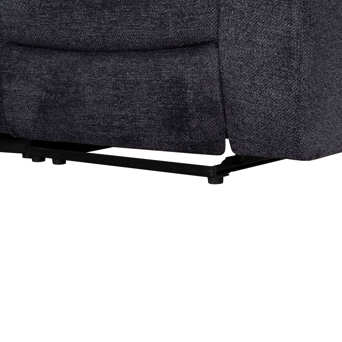 Arthur 87 in. Upholstered Reclining Sofa in Charcoal- foot view