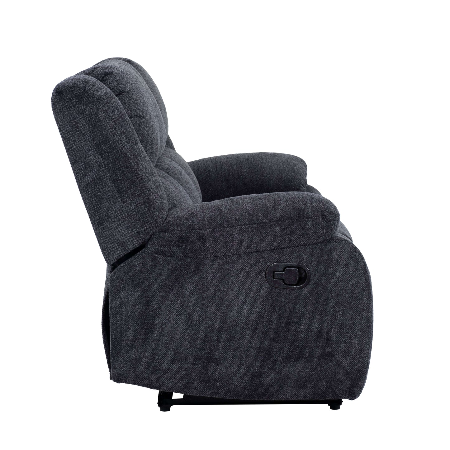 Arthur 87 in. Upholstered Reclining Sofa in Charcoal- side view