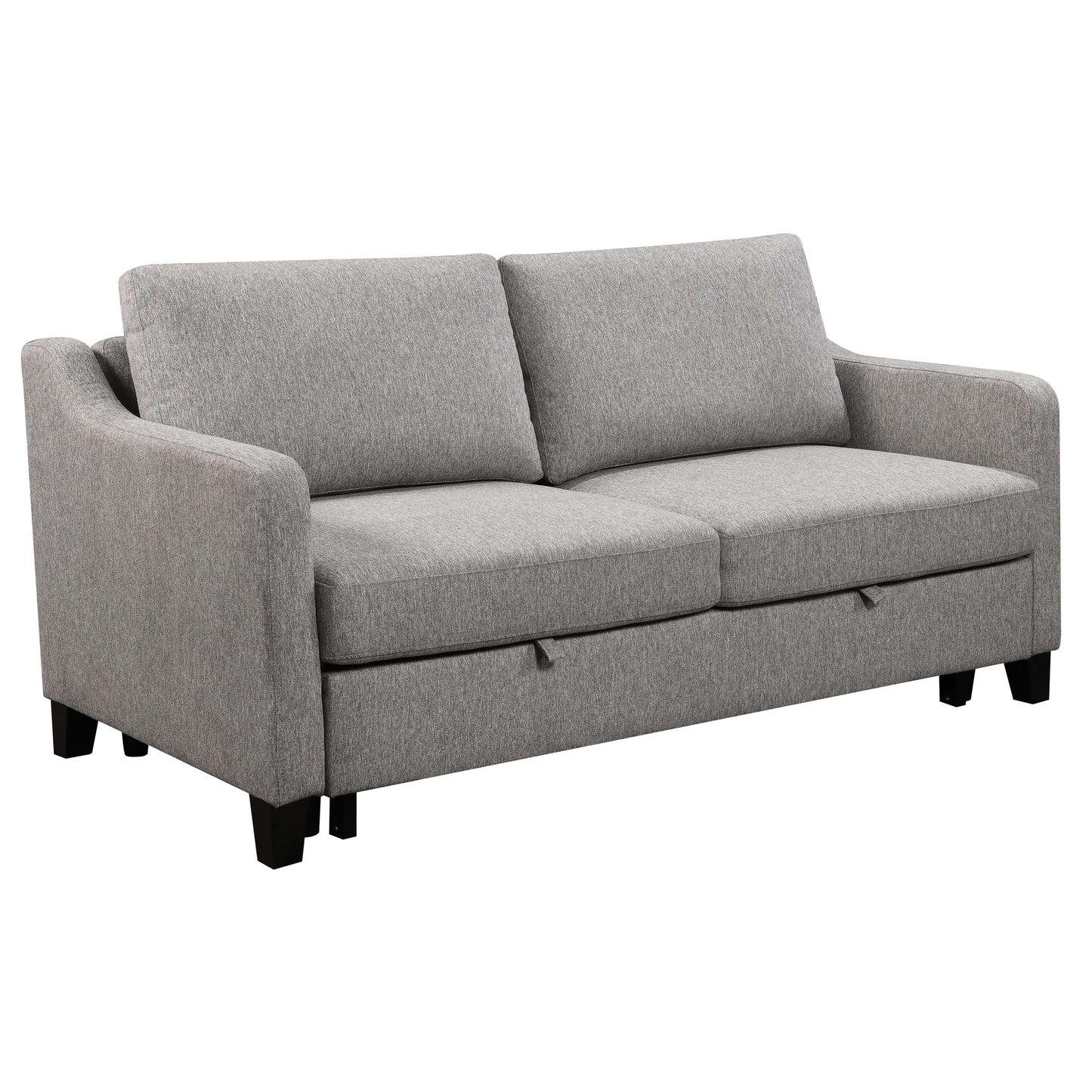 Caruso 69 in. Upholstered Condo Sofa Bed in Light Gray- front and side view