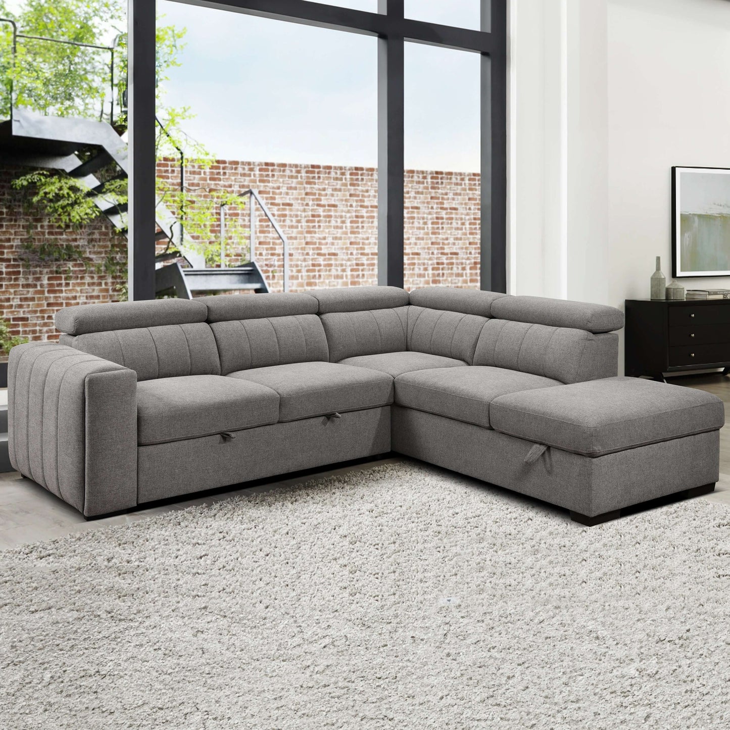 Nello 101 in. Right Facing Media Sleeper- front view