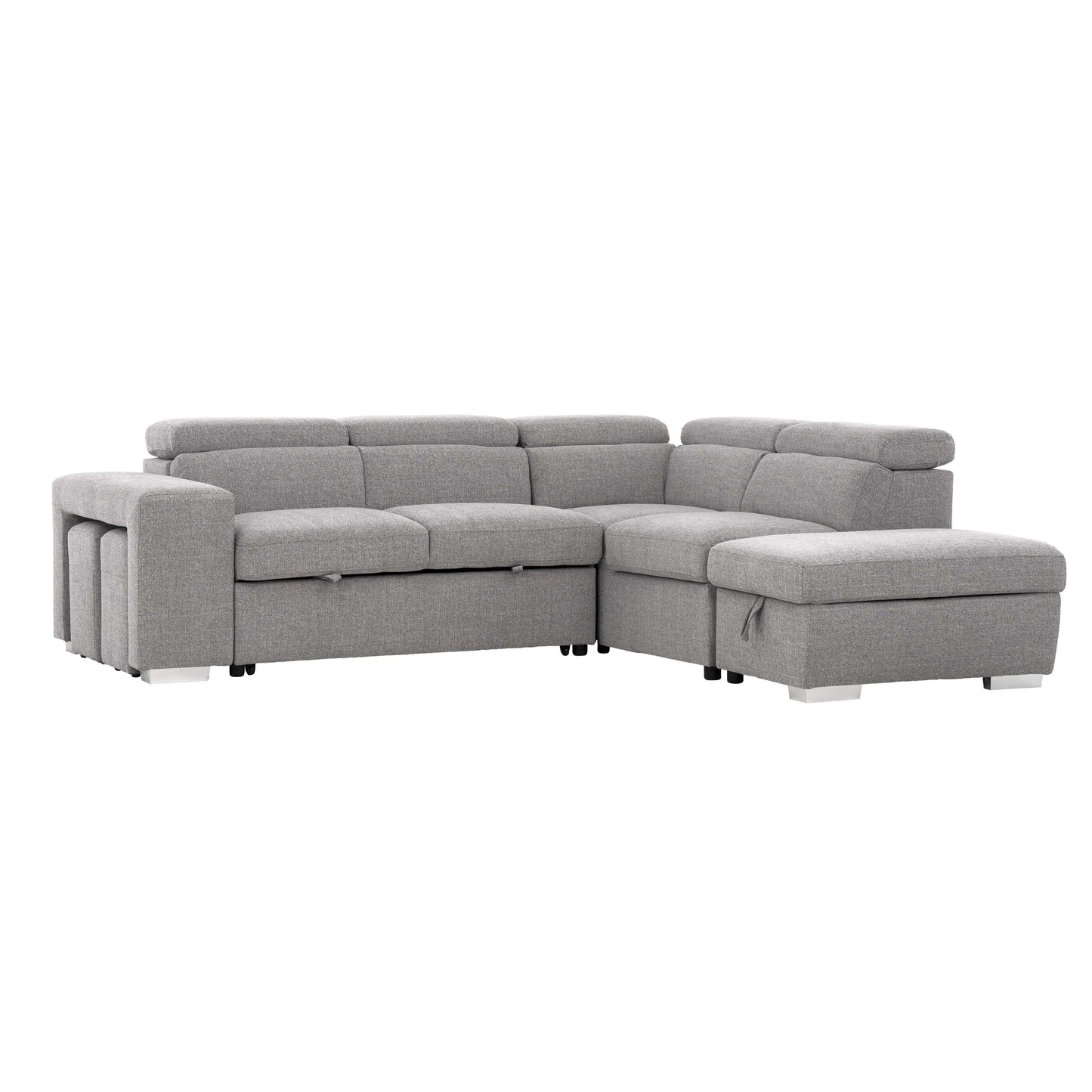 Pamina 105 in. Right Facing Sleeper Sectional- front and side view with white background