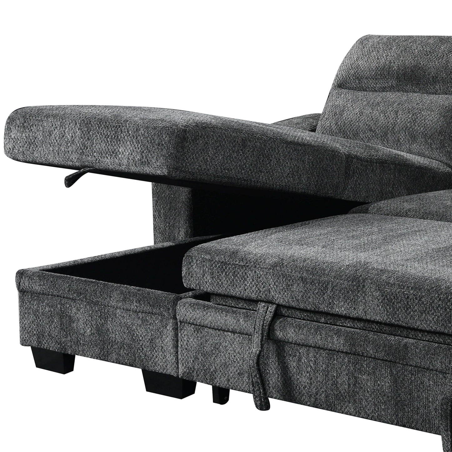 Savio 96 in. Reversible Sleeper Sectional- zoomed in open front view